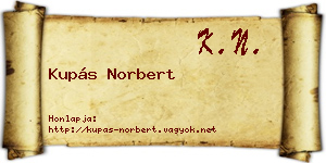 Kupás Norbert névjegykártya