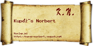 Kupás Norbert névjegykártya